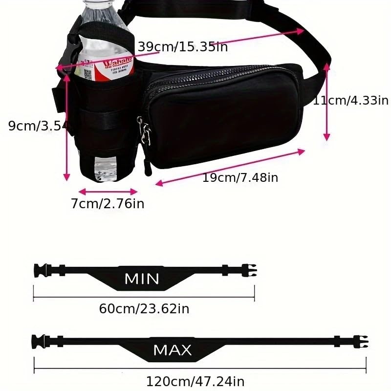 Running Fanny Pack with Water Bottle Holder, Waist Pack Hydration Belt for Men Women, Adjustable Water Resistant Belt Bag for Hiking Walking Travel Dog Walking
