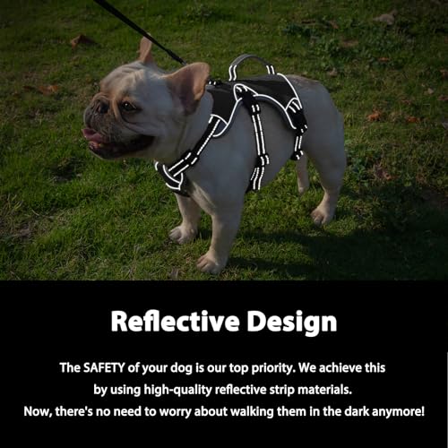 Huntboo Escape Proof Dog Harness, Dachshund Harness, Reflective Dog Harness with Handle, Durable,Adjustable Vest for Small Medium Large Dogs Walking, Training, and Running Gear (Black,M) - color: Black, size: Medium(Pack of 1)