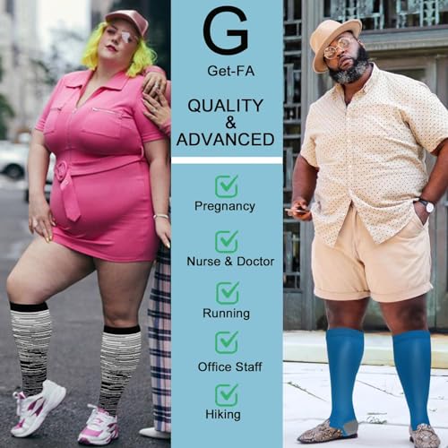 4 Pairs Plus Size Compression Socks,Extra Wide Calf - color: Red/Dark Blue/White/Light Blue, size: 3X-Large