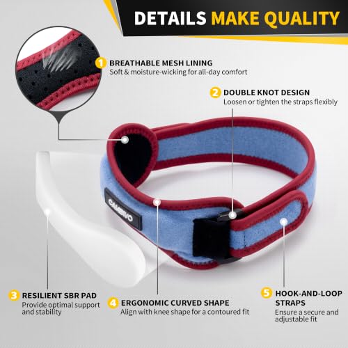 CAMBIVO 2 Pack Patella Tendon Knee Straps, Knee Brace for Women & Men with Extra Straps, Patella Bands for Pain Relief, Osgood Schlatter, Jumper’s Knee, Tendonitis, Running, Basketball, Volleyball - color: Cyber Blue