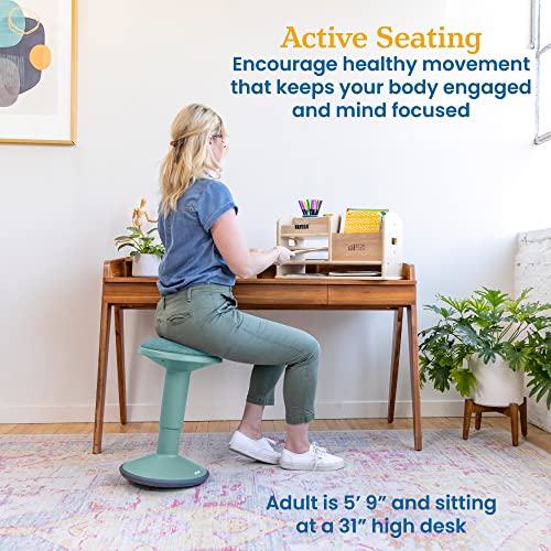 ECR4Kids Sitwell Wobble Stool with Cushion, Adjustable Height, Active Seating, Seafoam - color: Seafoam