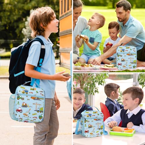 Clastyle Car Insulated Kid Lunch Bag for Boy Lunch Box, Construction Truck - color: Construction Trucks