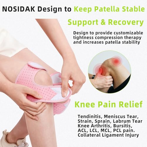 Patellar Tendon Support Strap, Patella Knee Brace for Women Men - style: Pink-1PC