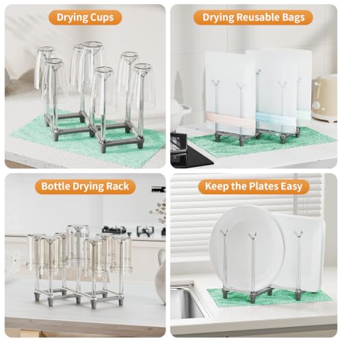 Marbrasse Retractable Cup Drying Rack, Drinking Glass and Sports Bottle Drainer Stand, Plastic Bag Dryer with Non-Slip Bottom for Kitchen Countertop - color: 1p