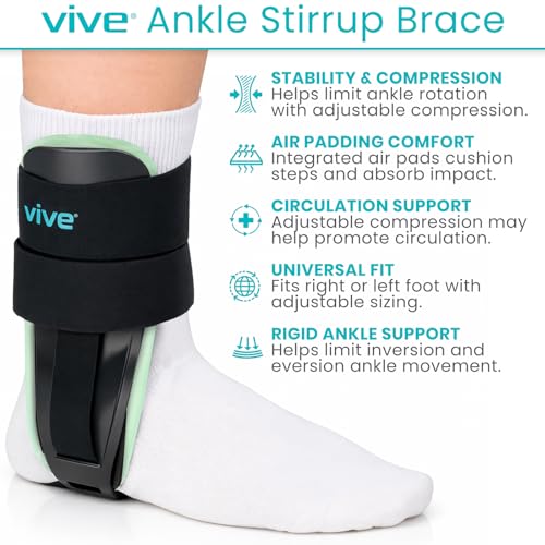 Vive Ankle Stirrup Brace - Air Gel Stabilizer for Ankle Sprain, Tendonitis