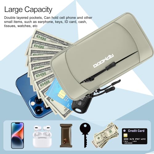 Phone Holder for Running, Armband with Crossbody Strap 7.5" Khaki - color: 08-Grey + Black Strap