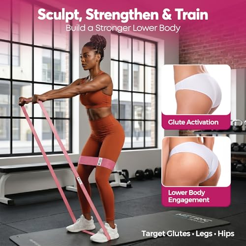 Resistance Bands Set for Men & Women, Fabric Hip Bands & Long Resistance Workout Bands with Door Anchor, Non-Slip Home Gym Equipment for Glutes, Legs, Strength Training & Full Body Workouts