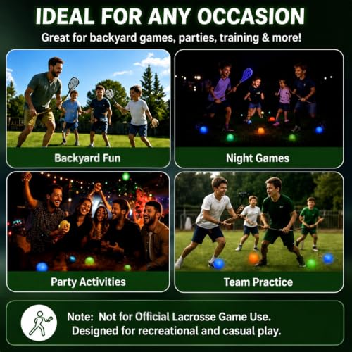 12 Pack Glow in Dark Practice Lacrosse Ball, Orange, Blue, Green, Round