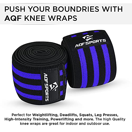 AQF Knee Wraps for Weightlifting Bandage - 78" IPL & USPA Approved (Pair) - color: Blk & Blu