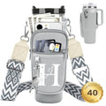 Initial Water Bottle Holder with Strap for Stanley Cup 40 oz Tumbler - color: Gray, style: H