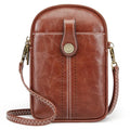 S-ZONE Small Crossbody Bags for Women Trendy RFID Blocking Cell Phone Purse - color: Dark Brown