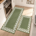 COSY HOMEER Washable Kitchen Rugs Sets of 2 Non-Slip Kitchen Mats,Green - color: Green, size: 20"x30" + 20"x48"