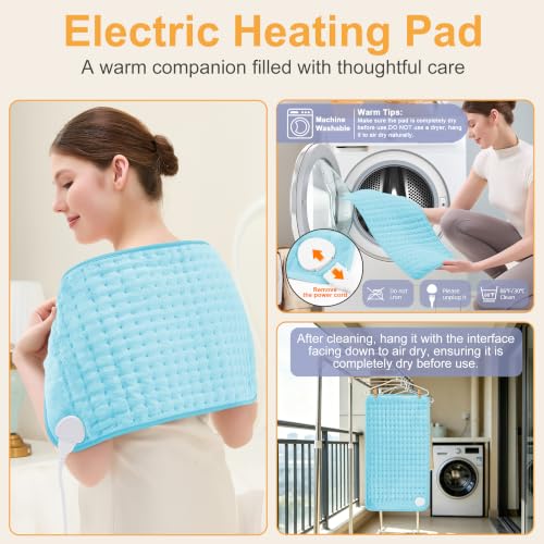 Heating Pad,Electric Heating Pad,Heating Pad for Back (LightBlue, 24"x12") - color: Babyblue, size: 24x12 Inch