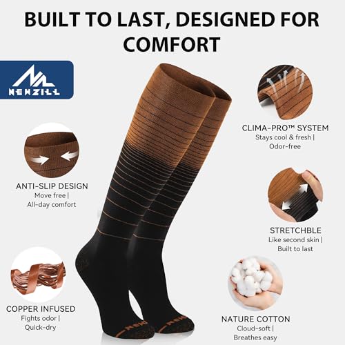 NEWZILL Copper Compression Dress Socks for Women & Men, 15-20 mmHg - color: [3-pairs] White/Purple/Red, size: Small-Medium