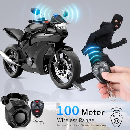 WSDCAM USB Rechargeable Bike Alarm with Remote 110dB Loud Volume Adjustable Wireless Vehicle Security Alarm System Anti Theft Vibration Motion Sensor Alarm for Car Trailer Motorcycle Scooter Ebike