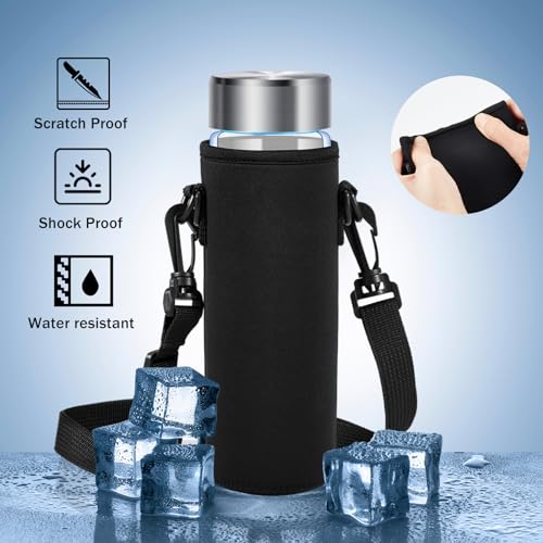 FillTouch Neoprene Bottle Sleeve Strap Hydrogen Water Carrier 17oz, Black - color: Black