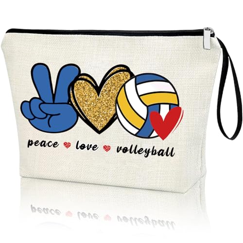 Volleyball Gifts Makeup Bag Fun Travel Cosmetic Bag Volleyball Player Travel Organizer Zipper Pouch for Volleyball Lover Sports Gifts for Girls Women Coach Team Mom - style: Volleyball