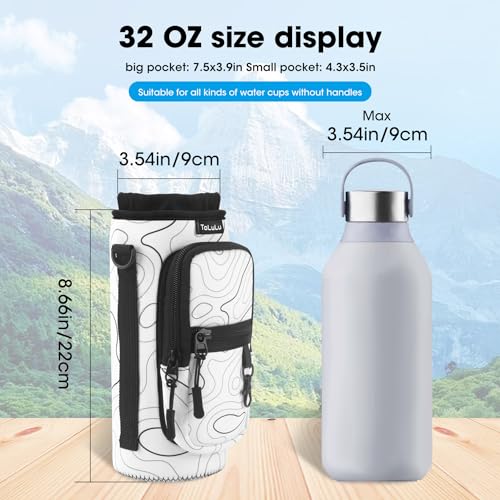 ToLuLu 25/32/40oz Water Bottle Carrier Bag Pocket,Insulated Neoprene Adjustable Shoulder Strap Water Bottle Pouch Case, Crossbody Water Bottle Holder Sling Sleeve for Men Women Adults - color: Arts White, size: 32 OZ