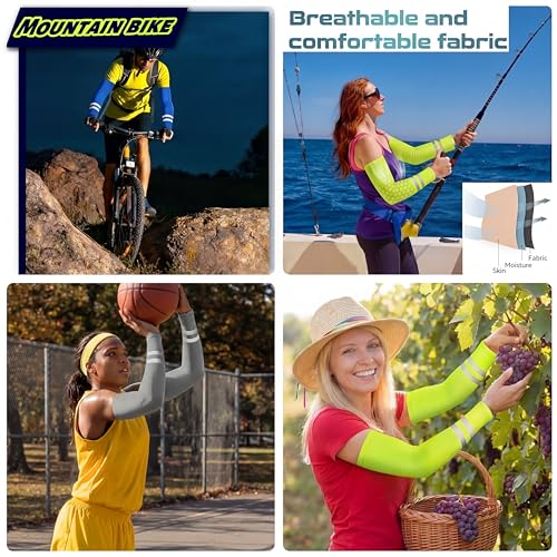 Geyoga 4 Pairs Arm Sleeves for Men Women - color: Fluorescent