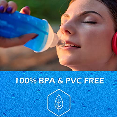 AXEN Soft Flask TPU Foldable Running Hydration Flask, Soft Collapsible Water Bottle for Hydration Pack Cycling Marathon Running Hiking - color: Blue-150ml