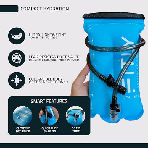 FITLY Soft Flask Running Water Bottle - Collapsible Hydration Flask - color: Blue, size: 60 Ounces