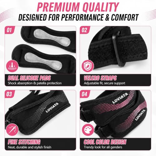 1 Pack Pink Dual Patella Knee Strap, Knee Pain Relief Support - color: Pink