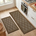 COSY HOMEER Kitchen Rugs, 2 PCS Kitchen Mats Non Slip Washable,Brown - color: Brown, size: 20"x32" + 20"x48"