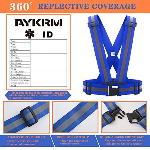 AYKRM 9 color High Visibility Reflective Vest Running Gear High Vis Adjustable Safety Vest - color: Blue
