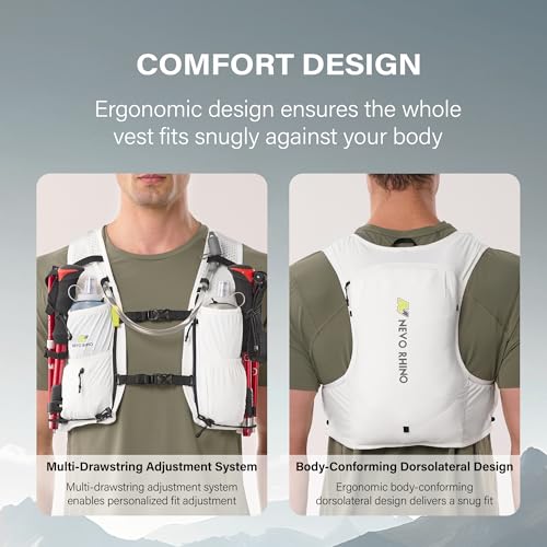 N NEVO RHINO Running Vest, Hyration Vest with 2 Pcs 500ML Soft Flasks - color: White, size: Small