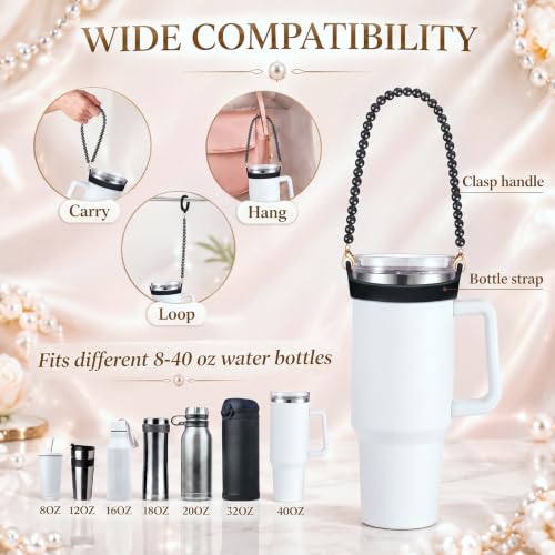 Silifine Silicone Water Bottle Holder Sling with Pearl Strap, Dark Pearl - color: Dark Pearl