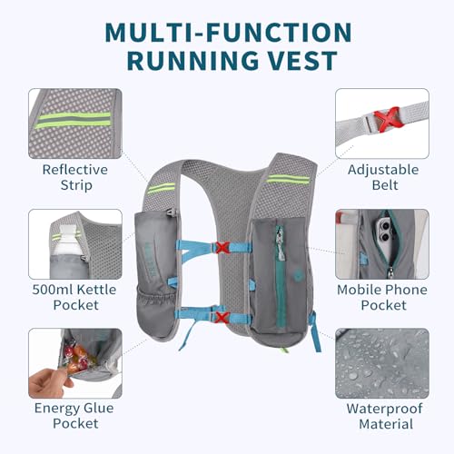 Running Hydration Vest with a 2L Water Bladder, Hydration Pack Lightweight Water Backpack for Running Hiking Cycling Marathon Trail Weekend Bags for Men Women