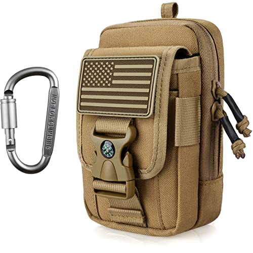 WYNEX Tactical Phone Pouch Molle, EDC Phone Holster, Small Admim Pouch - color: Khaki