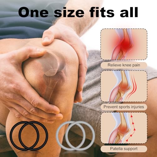 BOXOB 4pcs Patellar Tendon Support Straps, Silicone Knee Band Flexible Knee Patella Strap Patellar Tendon Knee Strap Brace Fixed Knee Stabilizer Rings for Running Basketball Sports Men Women