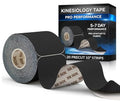 SB SOX Pro Kinesiology Tape, Synthetic Latex-Free, 16 ft Tape (Black - Precut) - color: Black - Precut