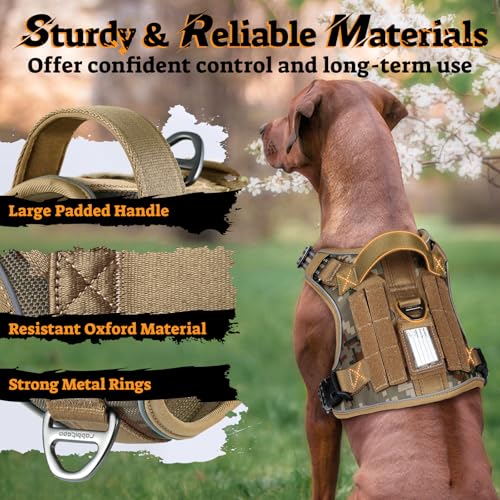 rabbitgoo Tactical Dog Harness Medium Sized, No Pull Service Pet Vest - color: Desert Camo, size: M(chest:20.1"-33.9",neck:17.7"-22.3",back:7.5")
