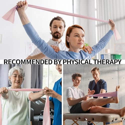 PROIRON Latex Resistance Bands Set 2-in-1, 6.6FT/4.9FT, for Pilates, Rehab - color: (Pink+Blue+Gray) - 4.9 FT