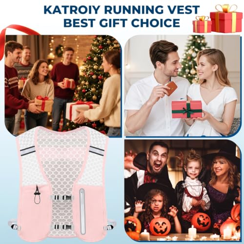Running Hydration Vest, Adjustable Chest Straps Running Vest for Women Men with 500ml Soft Flask - color: Pink