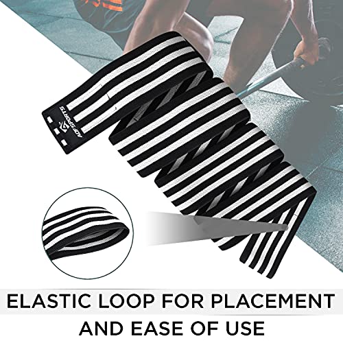 AQF Knee Wraps for Weightlifting Bandage - 78" IPL & USPA Approved (Pair) - color: Blk & Wht