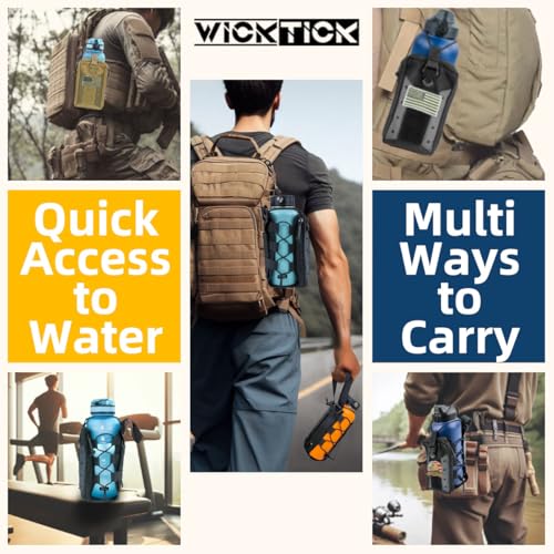 Molle Water Bottle Holder Pouches 16 24 32 40 64 oz Adjustable Capacity - color: Brown, style: Enhanced