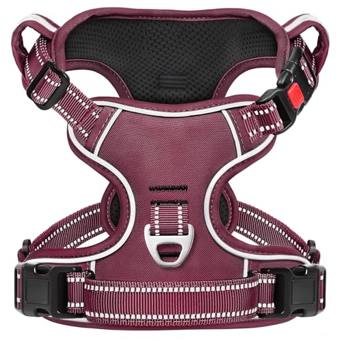 HEELE Dog Harness, Breathable Padded, No Pull Front Clip Vest, Burgundy S - color: Lock Burgundy, size: S (Pack of 1)