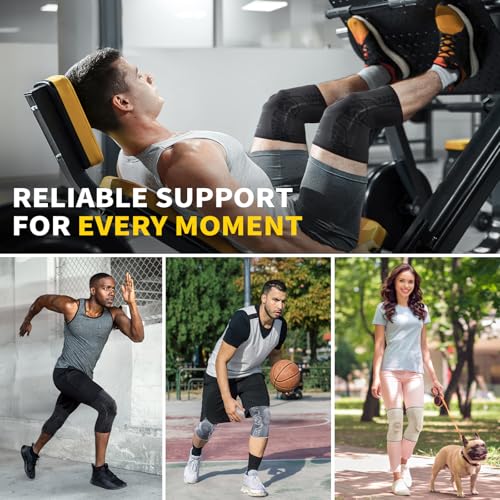 CAMBIVO 2-Pack Knee Brace for Men & Women, Compression Sleeve with Gel Pad - color: Gray, size: Medium