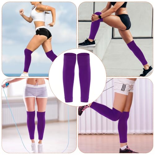 phnydreg 3 Pairs Leg Sleeve Shin Pre Cut Socks for Kids Youth Men Women Soccer Running Cycling - color: Purple