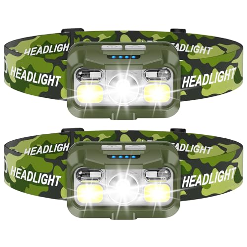 LHKNL Rechargeable Headlamp,Lumen Super Bright Head Lamp Flashlight 2-Pack - color: Green, size: 2 Packs