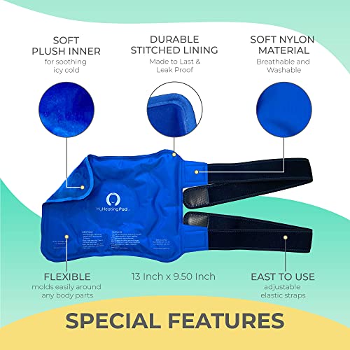 Reusable Knee Gel Pack with Elastic Straps - Gel Ice Pack for Knee, Joint, Elbow and Arm - Flexible Cold Packs for The Whole Family - Soft Ice Pack for Versatile Wrap and Convenient Use - 1 Pack Blue - style: Knee Gel Ice Pack