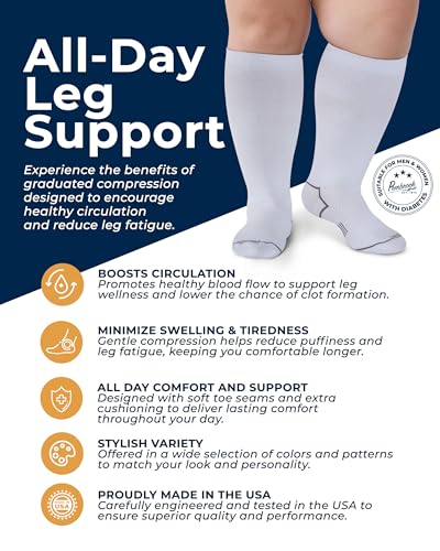Pembrook Plus Size Compression Socks for Women Wide Calf - 3 Pairs, 20-30mmHg Extra Wide Calf Compression Socks, Up to 4XL - color: White - 3 Pairs, size: 4X-Large