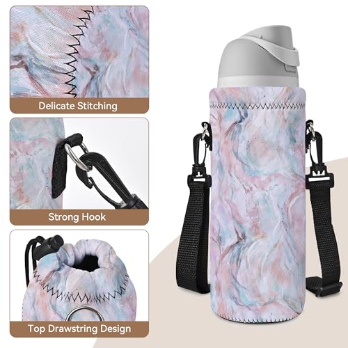 RICHEN Neoprene Water Bottle Carrier Bag with Adjustable Shoulder Strap,Insulated Water Bottle Cover for Stainless Steel/Glass/Plastic Bottles - color: BC-60, size: 500ml