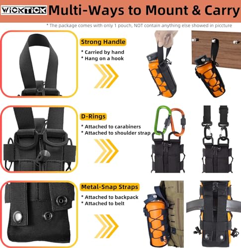 Molle Water Bottle Holder Pouches 16 24 32 40 64 oz Adjustable Capacity - color: Black, style: Classic