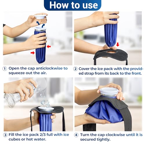 Ohuhu 3 Pack Ice Pack with Wrap Ice Bag for Injuries Hot Cold Therapy