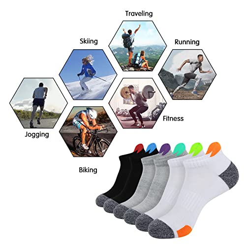 JOYNÉE Mens Ankle Athletic Low Cut Socks Running Sports Cushioned Sock for Men 6 Pack - color: Colorful5