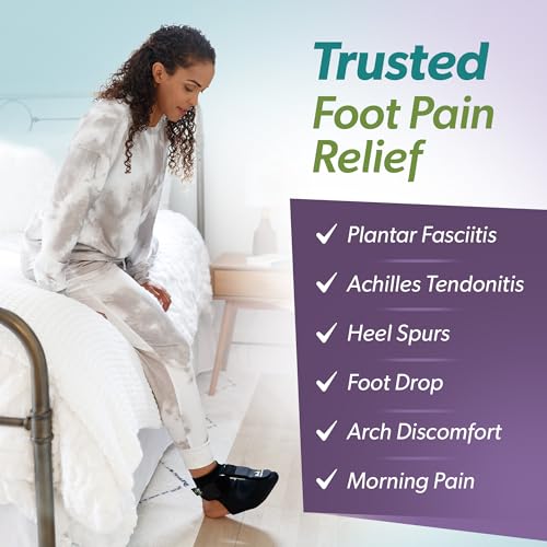 BraceAbility Plantar Fasciitis Relief Night Splint Sock - Soft Achilles Tendonitis Brace for Women and Men, Foot Drop, Planters Facetious Night Sling Boot for Sleeping and Stretching Support (L)